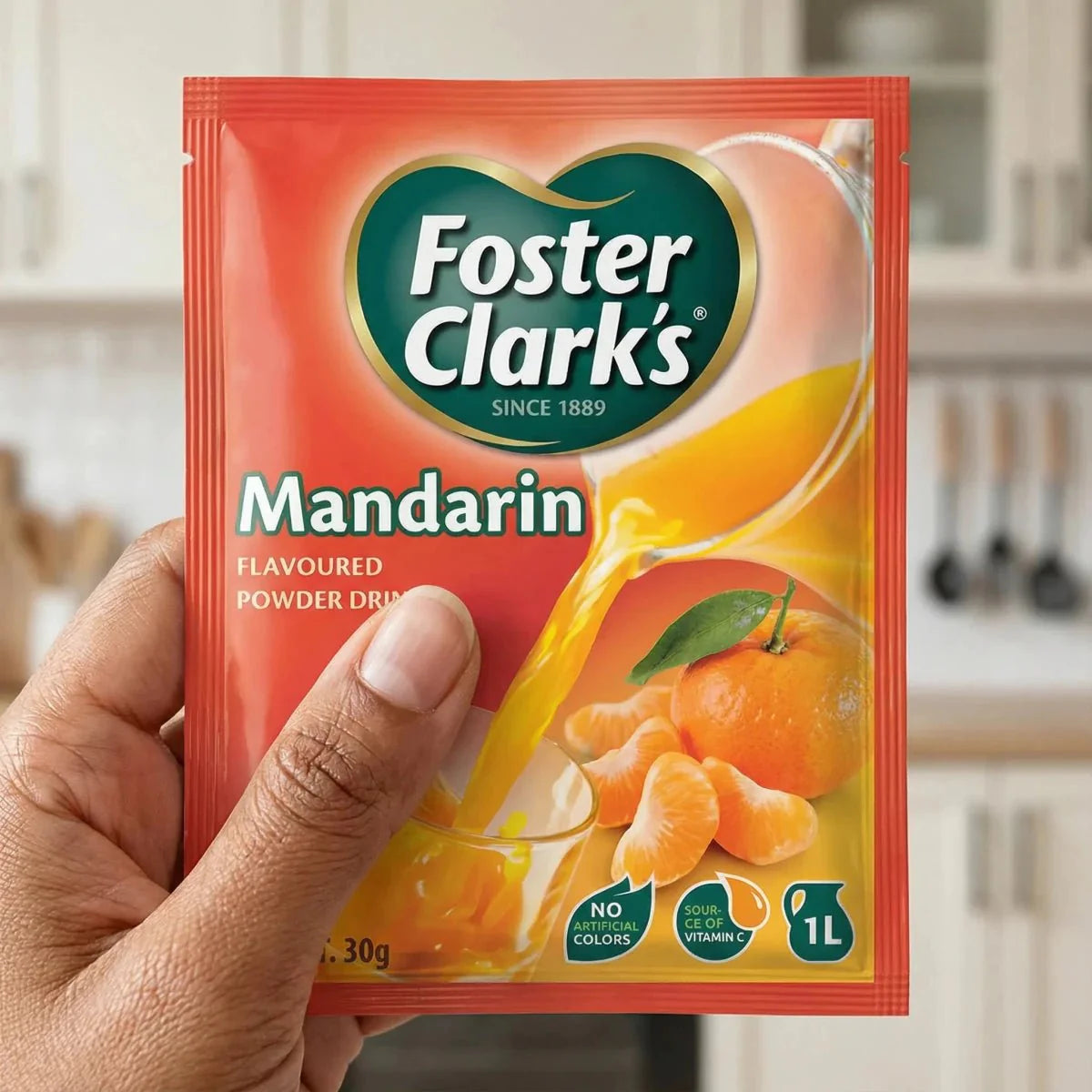 Mandarinen-/Orangen-Aromapulvergetränk von Foster Clarks.