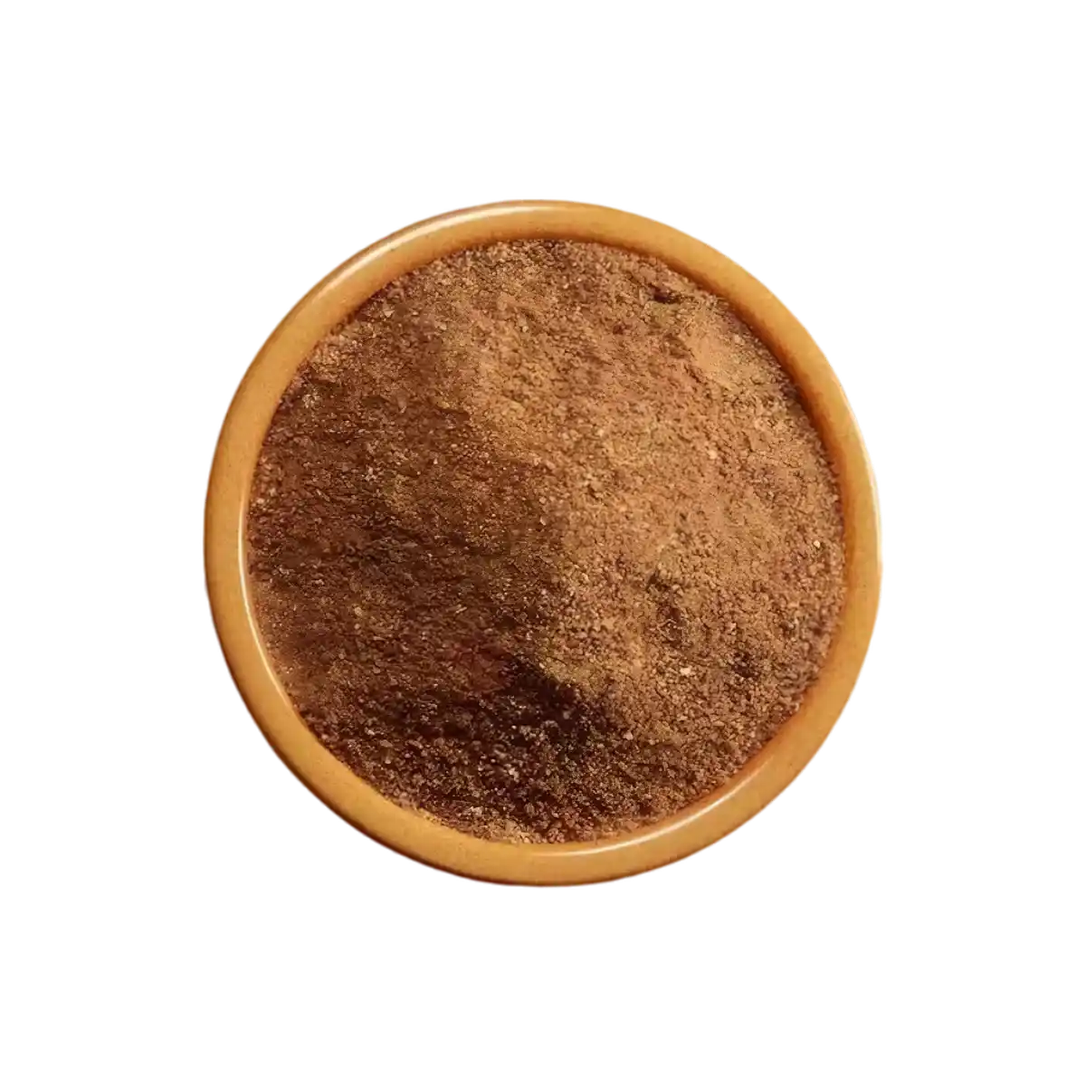 Bol en bois rempli de Garam masala SAMIA moulu, mélange d'épices riche en arômes pour rehausser vos plats salés.