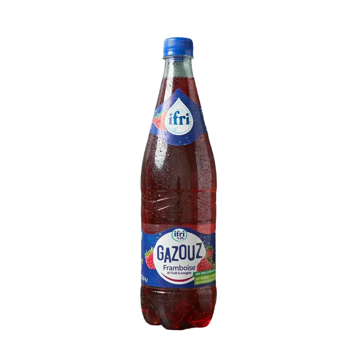 Botella de refresco de frambuesa GAZOUZ de la marca Ifri.