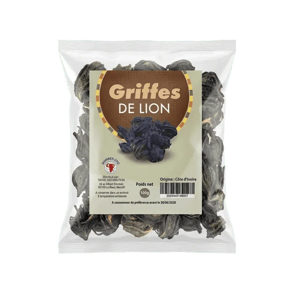 Sachet de Griffes de lion NUMBER ONE. Produit séché présenté emballé en plastique.