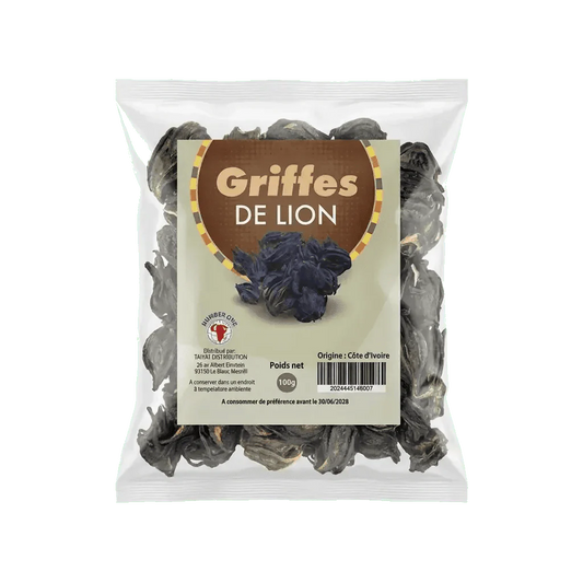 Sachet de Griffes de lion NUMBER ONE. Produit séché présenté emballé en plastique.