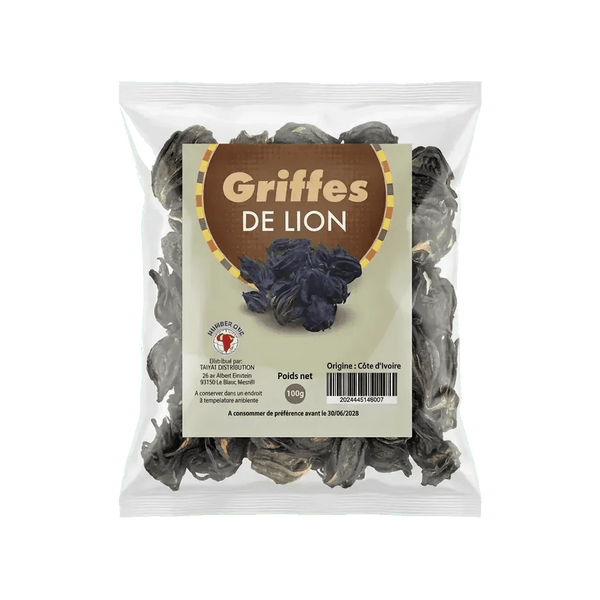 Sachet de Griffes de lion NUMBER ONE. Produit séché présenté emballé en plastique.