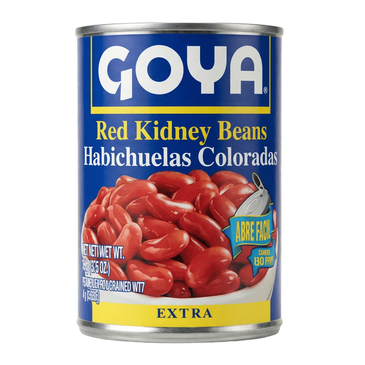 GOYA canned red beans on a black background.