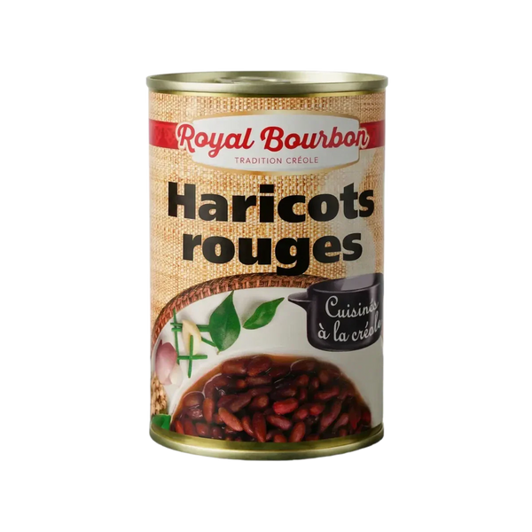 Boîte de haricots rouges ROYAL BOURBON, Tradition créole. Présentation culinaire sur l'étiquette.