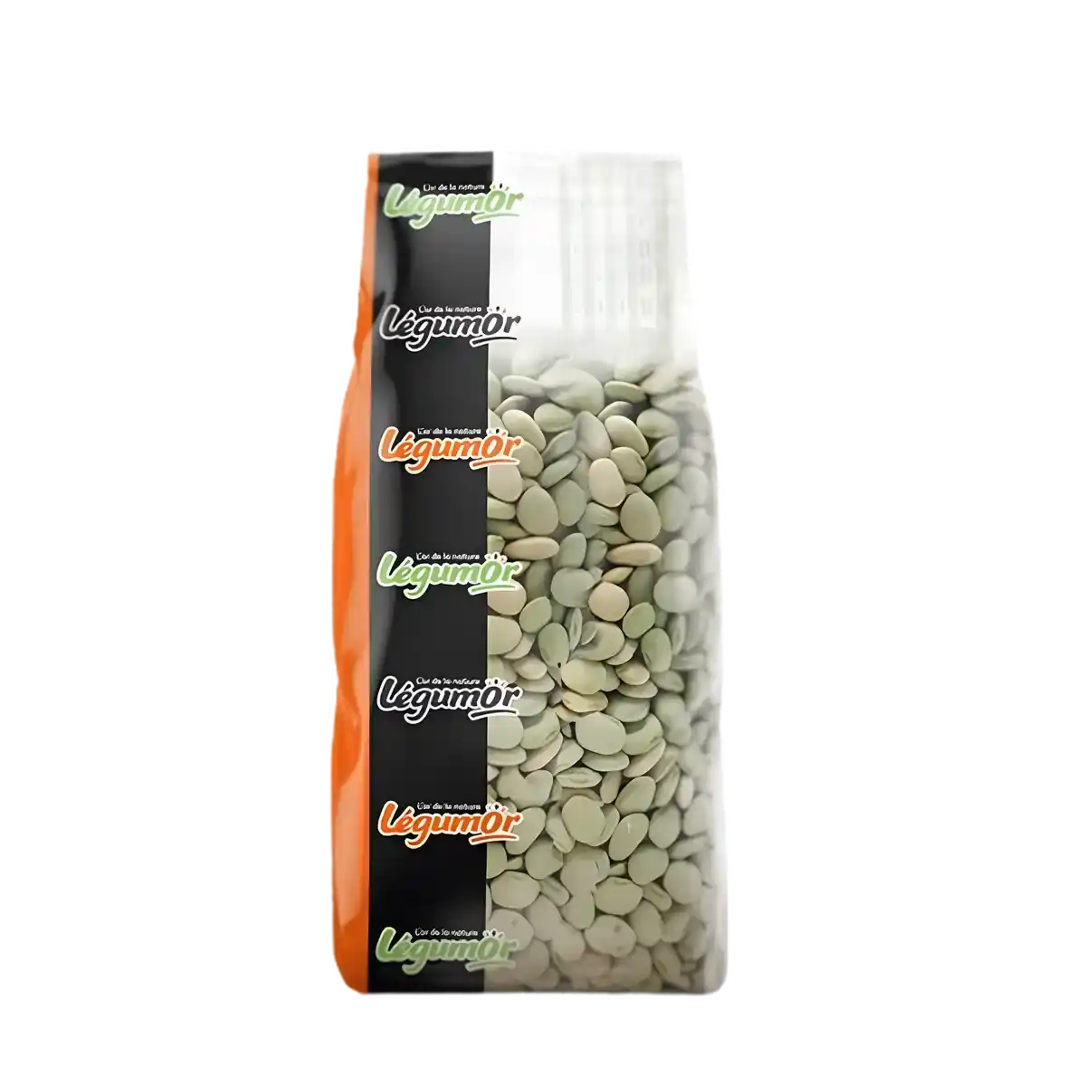 Haricots Verts Lima LEGUMOR en sachet transparent, riches en nutriments, parfaits pour l'épicerie salée et les recettes saines.