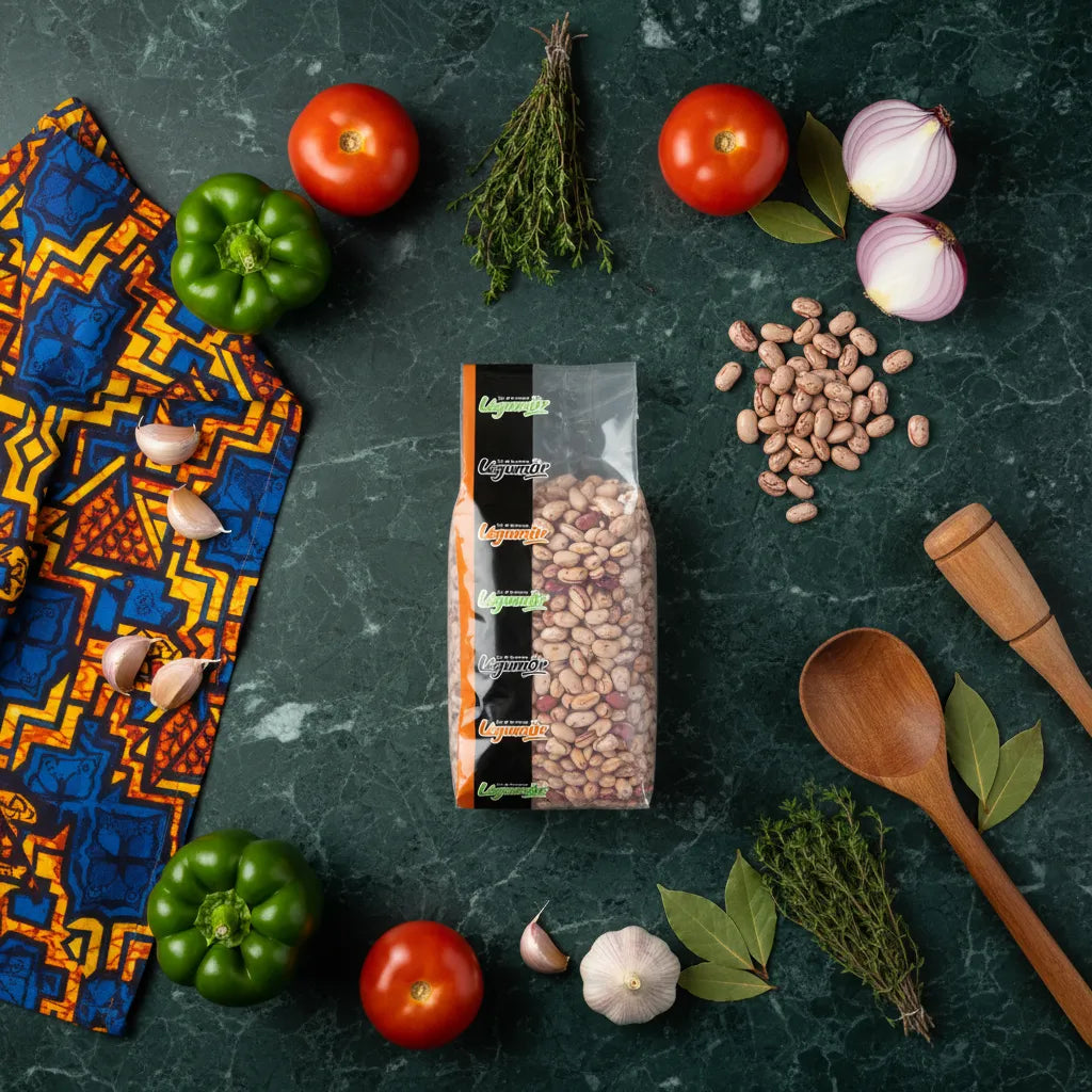 Cocos roses LEGUMOR entourés d'ingrédients frais sur plan de travail, parfaits pour recettes maison riches en protéines végétales.