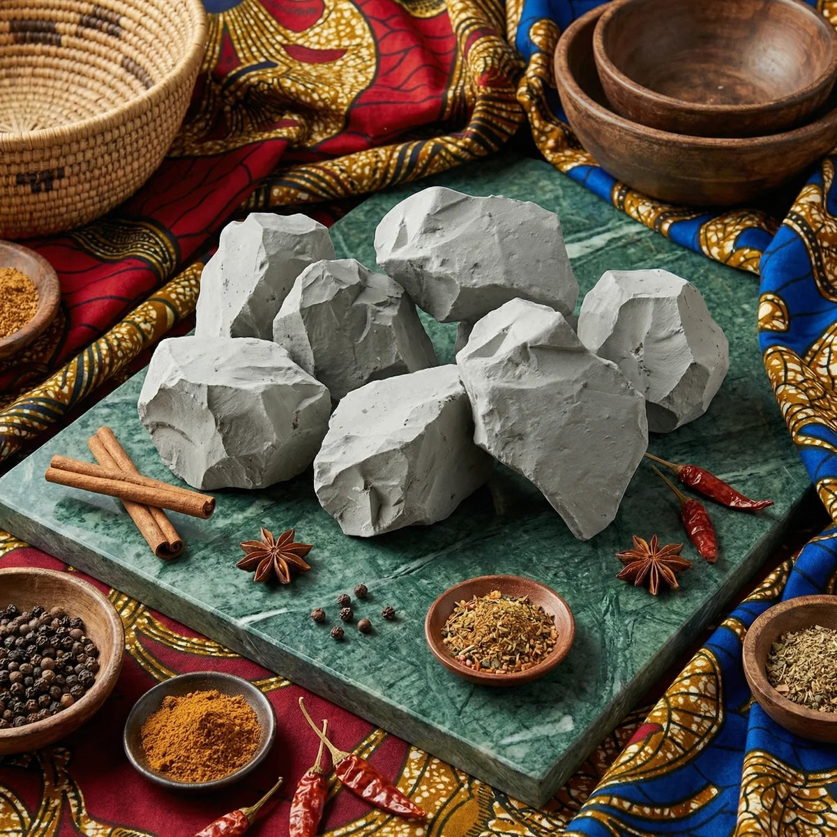 Kaolin gris naturel - détail emballage et étiquette | Épicerie africaine NKOSI