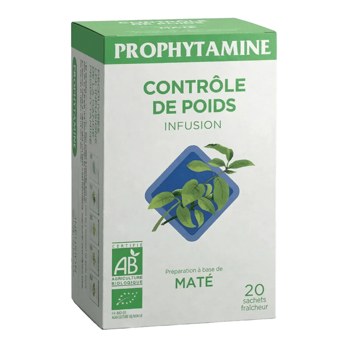 Biologische PROPHYTAMINE infusiedoos voor gewichtscontrole, maté smaak.