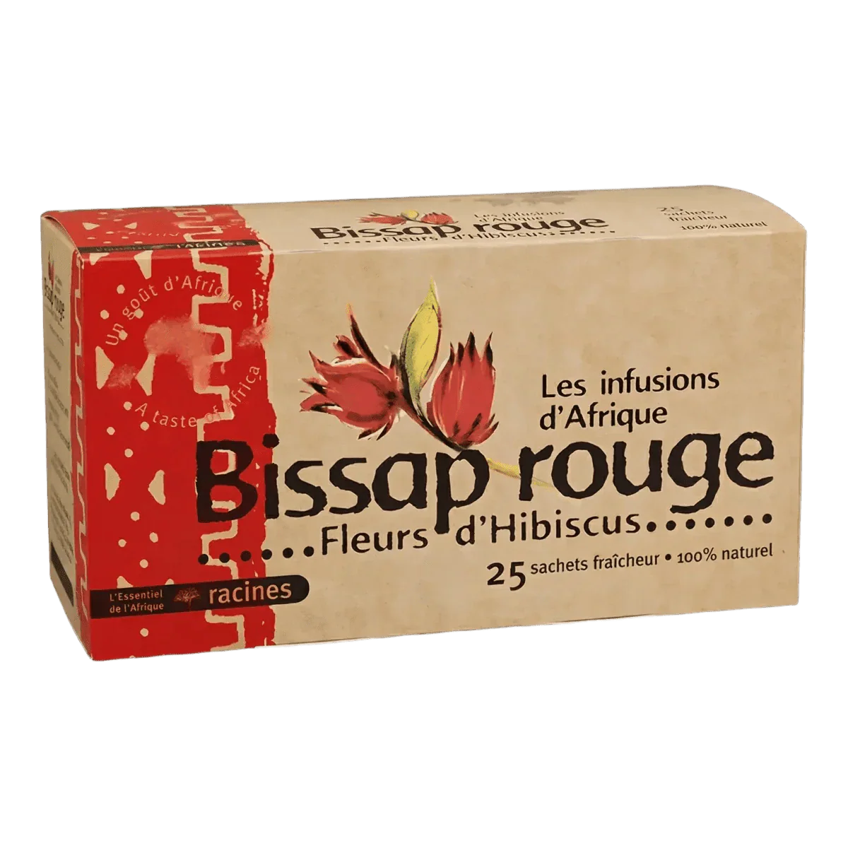 Doos Bissap Rode Kruideninfusie RACINES: Afrikaanse hibiscusbloemeninfusie.