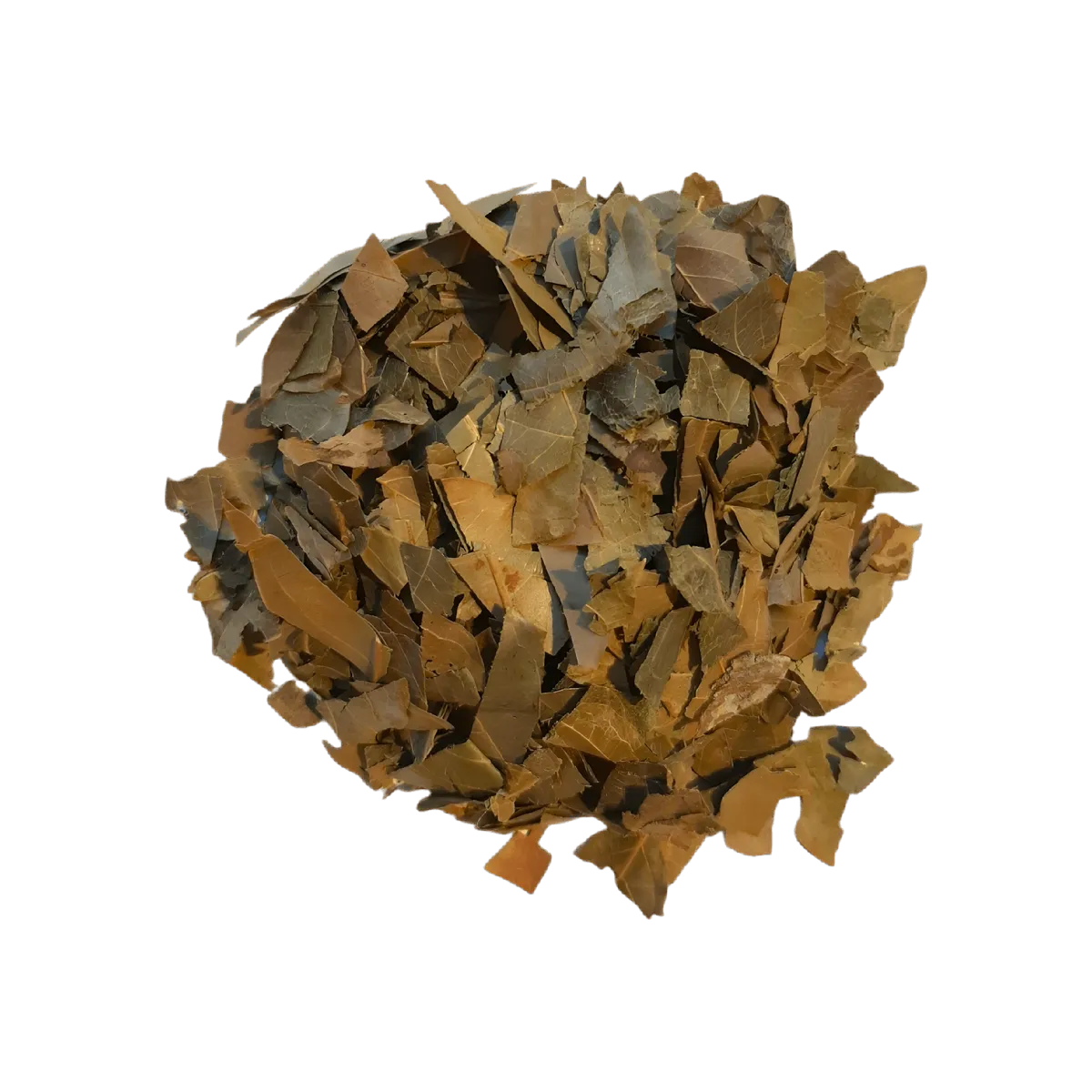 Feuilles séchées de kinkeliba utilisées pour l'infusion africaine RACINES, riches en bienfaits et arômes naturels.
