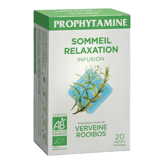 PROPHYTAMINE infusiedoos Biologisch slaap- en ontspanningsmiddel met citroenverbena en rooibos.