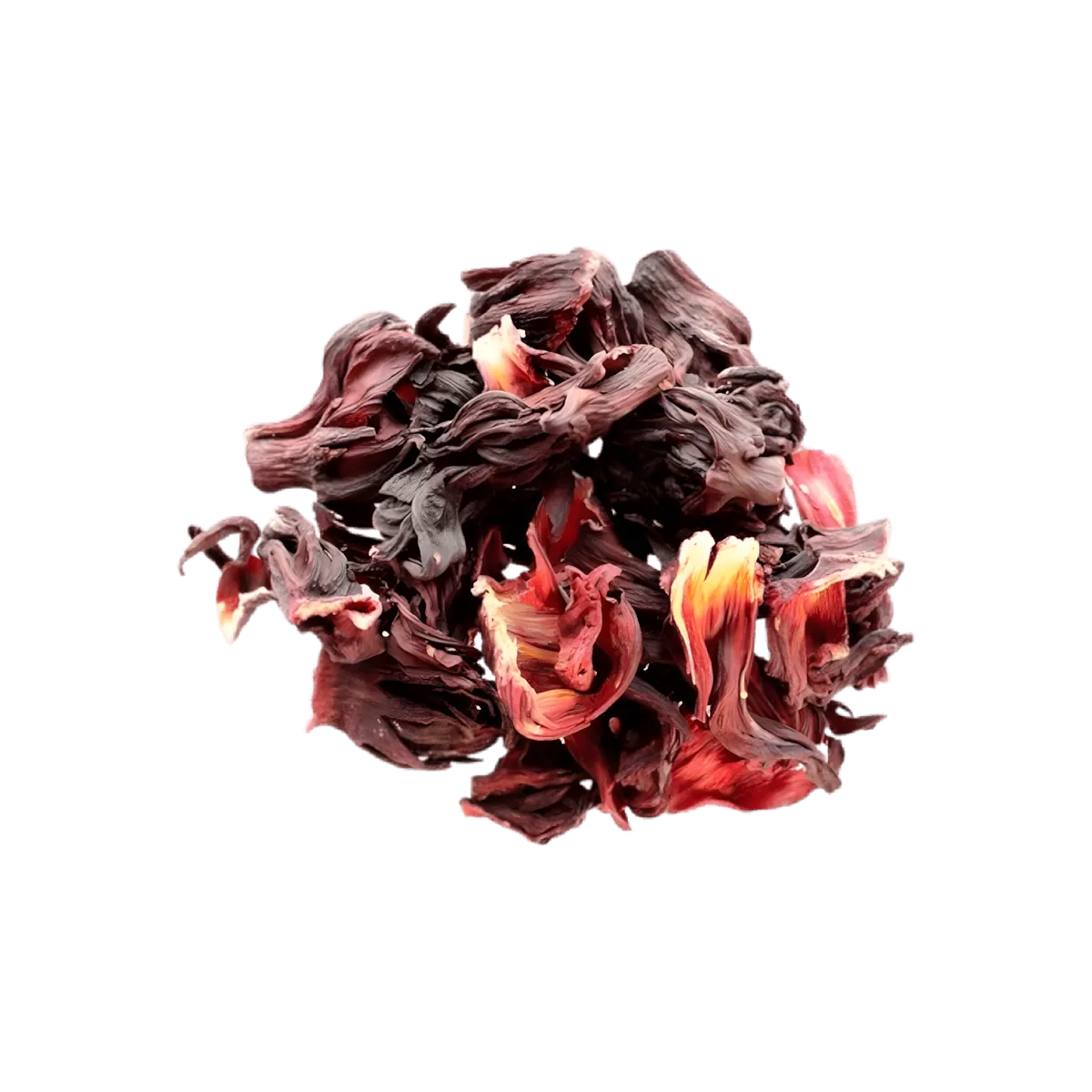 Fleurs séchées d'hibiscus rouge, composant naturel de l'infusion tonique BIO PROPHYTAMINE pour une saveur fruitée et acidulée.
