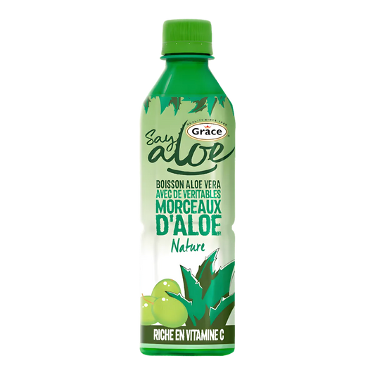 Bouteille de jus d'aloe vera GRACE - Naturel avec pulpe d'aloe, boisson rafraîchissante riche en vitamine C, catégorie jus naturels.