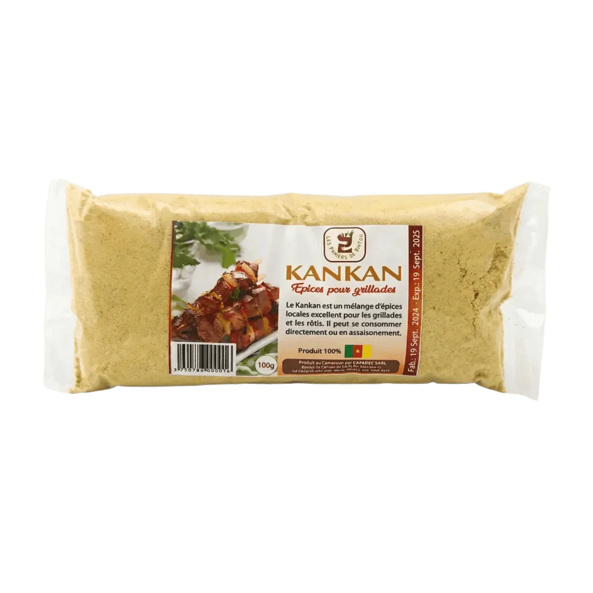 Bolsa de Kankan molido de Les Palmiers de Bintou, especias para parrilladas. Foto del producto.