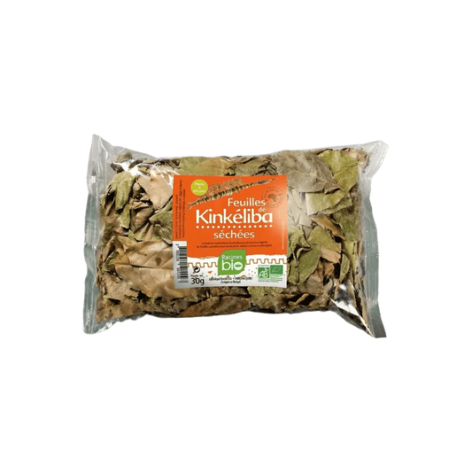 Zakje Biologische Kinkéliba Wortels: Gedroogde Kinkéliba bladeren, voor een detox-infusie.