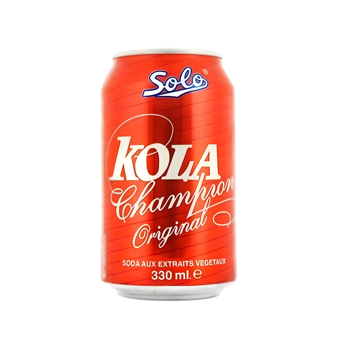 Canette de 330 ml de Kola Champion SOLO - Boisson Gazeuse Cola | Saveur Unique, au design rouge vif avec logo distinctif.