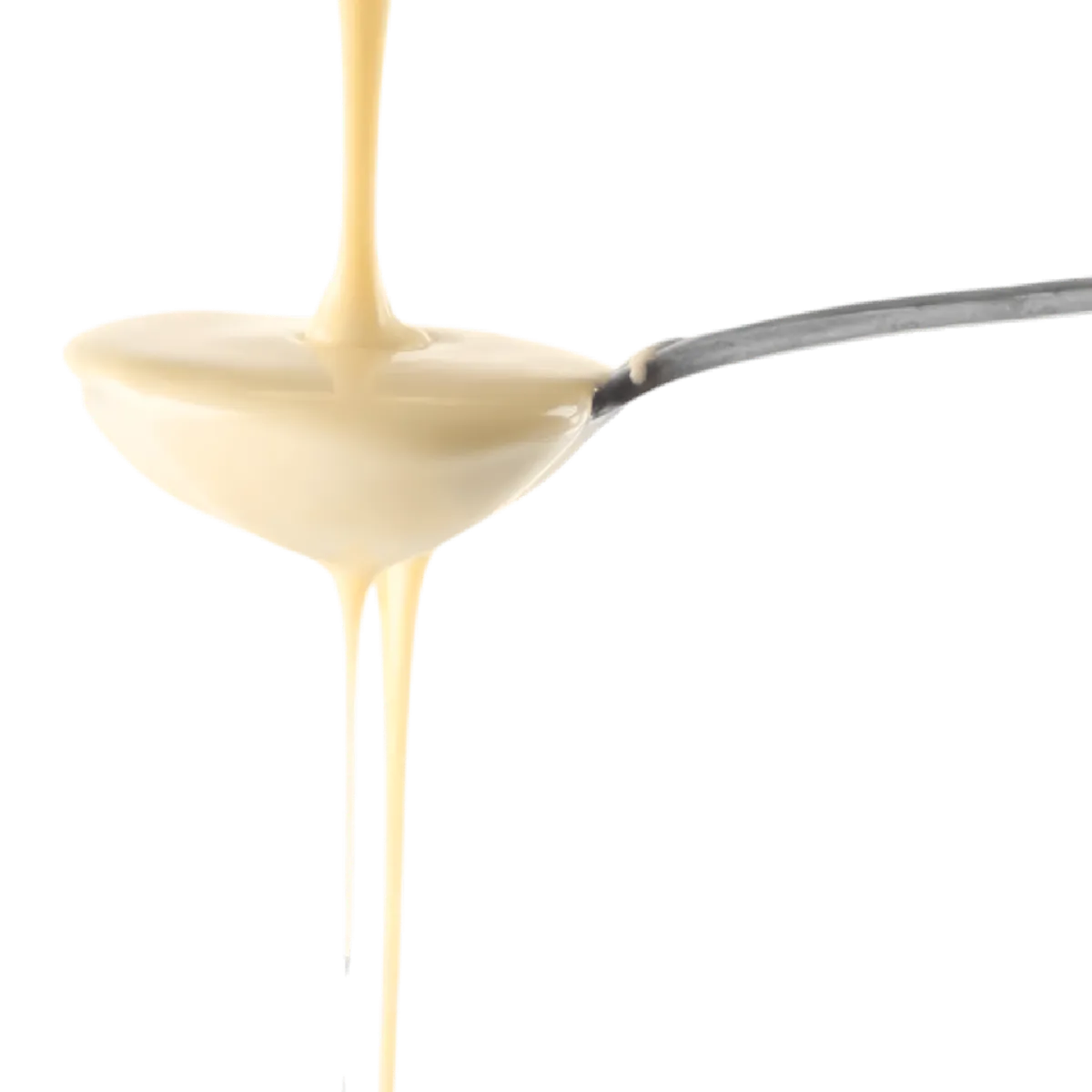 Cuillère de lait concentré sucré NESTLÉ coulant, texture riche et onctueuse. Ingrédient sucré idéal pour desserts et préparations sucrées maison.