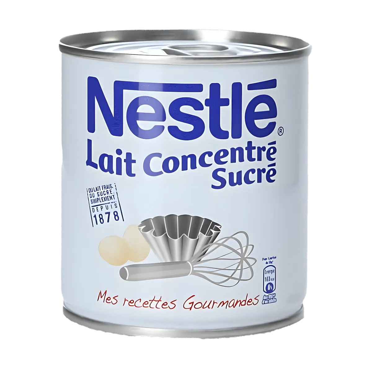 Boîte de lait concentré sucré NESTLÉ - Touche sucrée pour desserts, idéale en crèmerie & laitier. Parfait pour recettes gourmandes et pâtisseries.