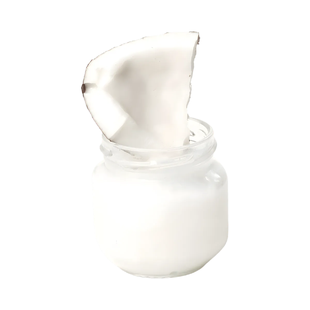 Lait de coco GRACE onctueux dans un pot en verre avec éclat de noix de coco, parfait pour cuisine créative et plats tropicaux.