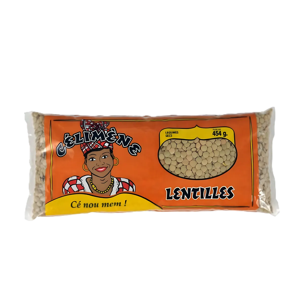 Paquet de lentilles CELIMENE 454g, légumineuses sèches riches en nutriments, idéal pour l'épicerie salée et les plats traditionnels.