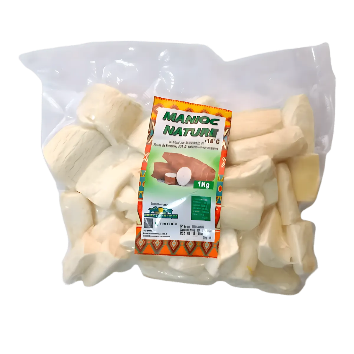 Manioc surgelé pré coupé DIRECT EXOTIQUE en sachet de 1kg, prêt à cuisiner. Source d'énergie idéale pour plats exotiques et traditionnels.