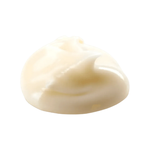 Mayonnaise crémeuse BAMA, avec une texture lisse et brillante sur fond vert uni.
