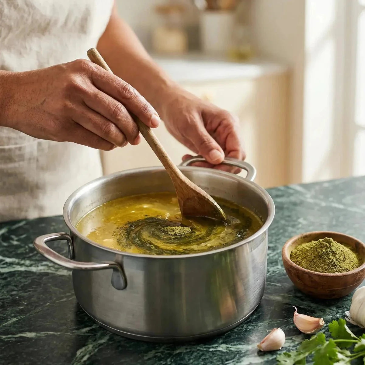 ESPIG Molokheya moulu dans une scène de cuisine.