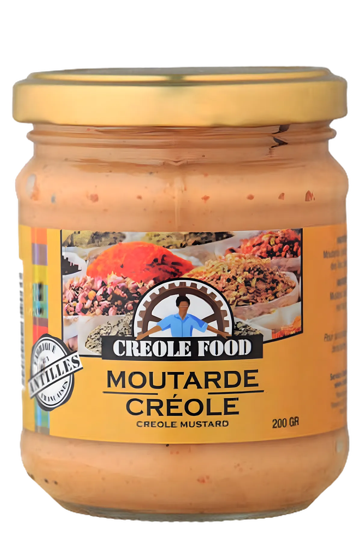 Moutarde Créole CREOLE FOOD - Moutarde Épicée en pot de 200g, condiment onctueux aux épices antillaises pour viandes et poissons.