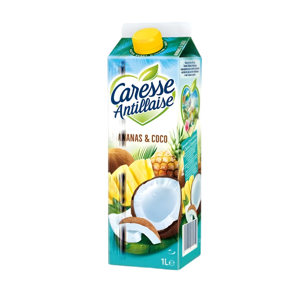Nectar Ananas Coco Caresse Antillaise - Harmonie Exotique en brique de 1L, boisson tropicale à base d'ananas et de noix de coco, idéale pour se rafraîchir.