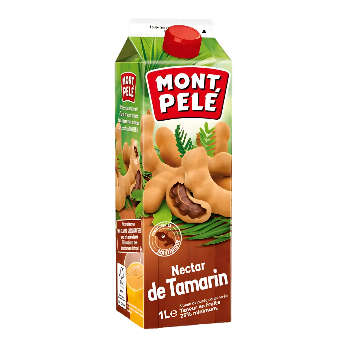Brique de Nectar Tamarin MONTPELÉ 1L, boisson exotique douce et acidulée. Saveur unique idéale pour les amateurs de jus tropicaux.