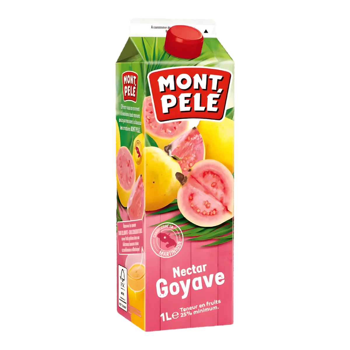 Brique de Nectar de goyave MONTPELÉ 1L, boisson tropicale onctueuse à base de fruits exotiques, idéale pour une pause rafraîchissante.