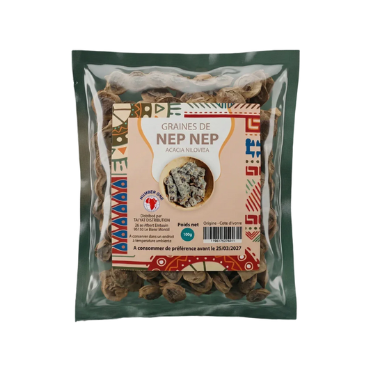 Sachet de graines de Nep Nep entier, marque NUMBER ONE, 100g. Emballage vert transparent.