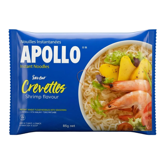Paquet de nouilles instantanées APOLLO saveur crevette.