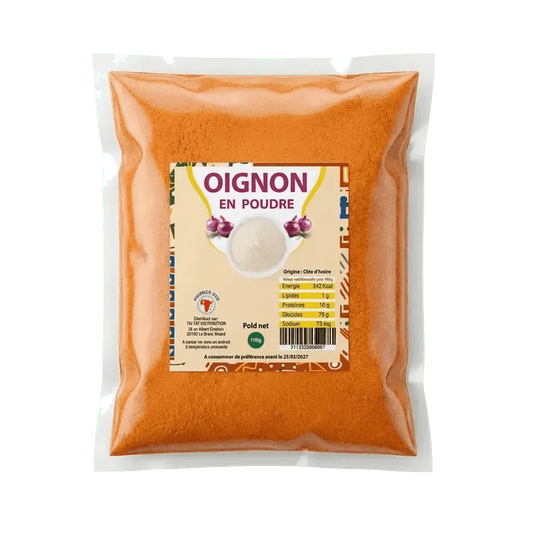 Sachet d'oignon en poudre de la marque NUMBER ONE, origine Côte d'Ivoire.
