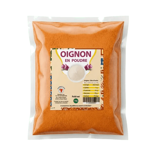 Sachet d'oignon en poudre de la marque NUMBER ONE, origine Côte d'Ivoire.