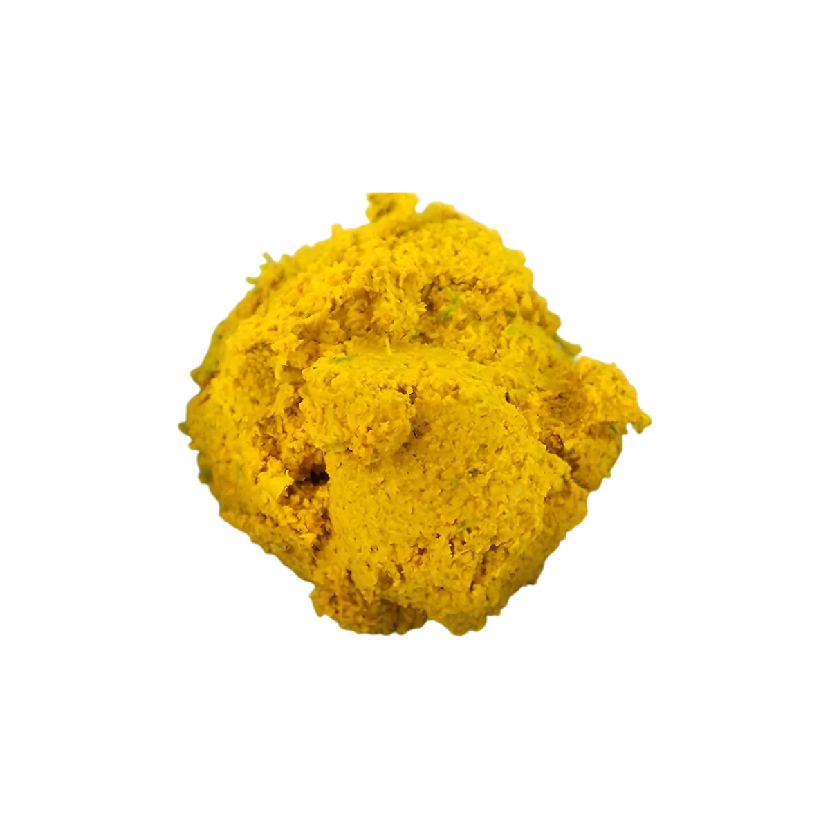 Portion de pâte à Colombo CHALEUR CREOLE jaune vif sur fond transparent. Mélange d’épices créoles pour assaisonner viandes et légumes.