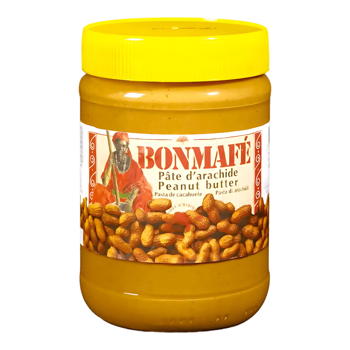 Pot de pâte d'arachide BONMAFE - Saveurs Authentiques, crème riche idéale pour tartines ou sauces. Épicerie sucrée de qualité supérieure.