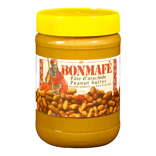 Pot de pâte d'arachide BONMAFE - Saveurs Authentiques, crème riche idéale pour tartines ou sauces. Épicerie sucrée de qualité supérieure.