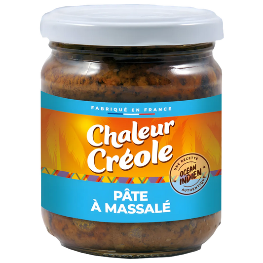 Pâte Massale CHALEUR CREOLE - Épices Authentiques en bocal en verre, mélange d'épices créoles pour assaisonner vos plats exotiques.