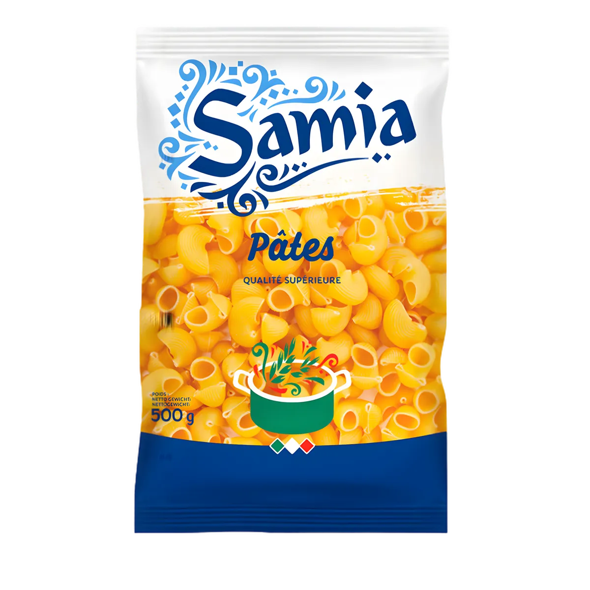 Pâtes gomiti n°49 - Samia en sachet de 500g, épicerie salée de qualité supérieure, idéales pour plats en sauce et recettes traditionnelles.