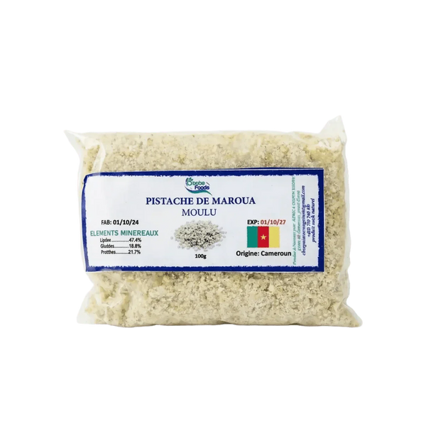Pistache de Maroua moulue BOUBA - vue ingrédients et texture | Épicerie africaine - Cameroun NKOSI