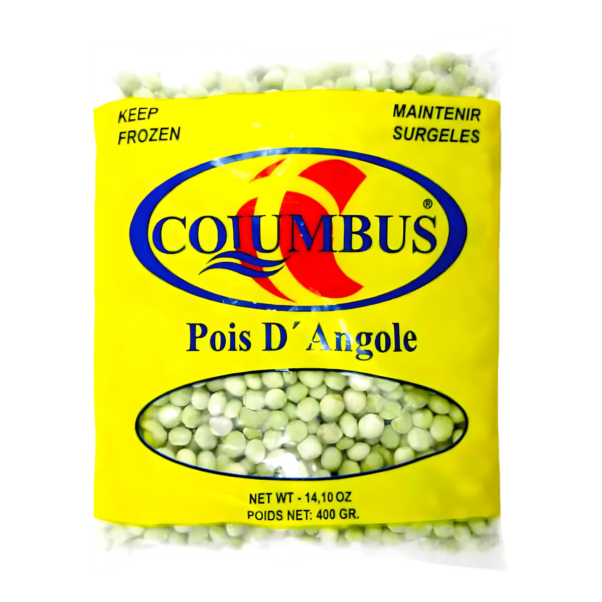 Pois d'Angole COLUMBUS surgelés en sachet de 400g, parfaits pour plats traditionnels et soupes. Texture unique pour cuisine authentique.