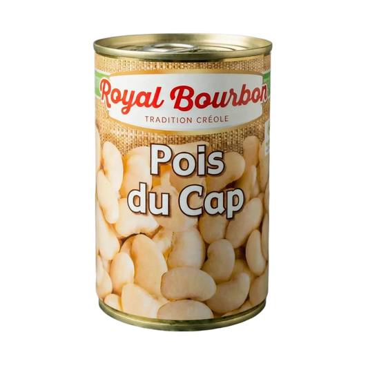 ROYAL BOURBON canned box, cowpeas, 400g. Close-up of the product.