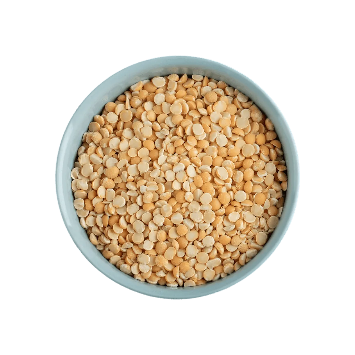 Bol rempli de Pois du Val LEGUMOR décortiqués, riches en nutriments, parfaits pour l'épicerie salée et les préparations culinaires saines.