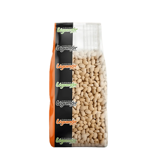 Pois du Val LEGUMOR en sachet transparent de 1 kg, légume sec de l'épicerie salée NKOSI, idéal pour plats mijotés et recettes équilibrées.