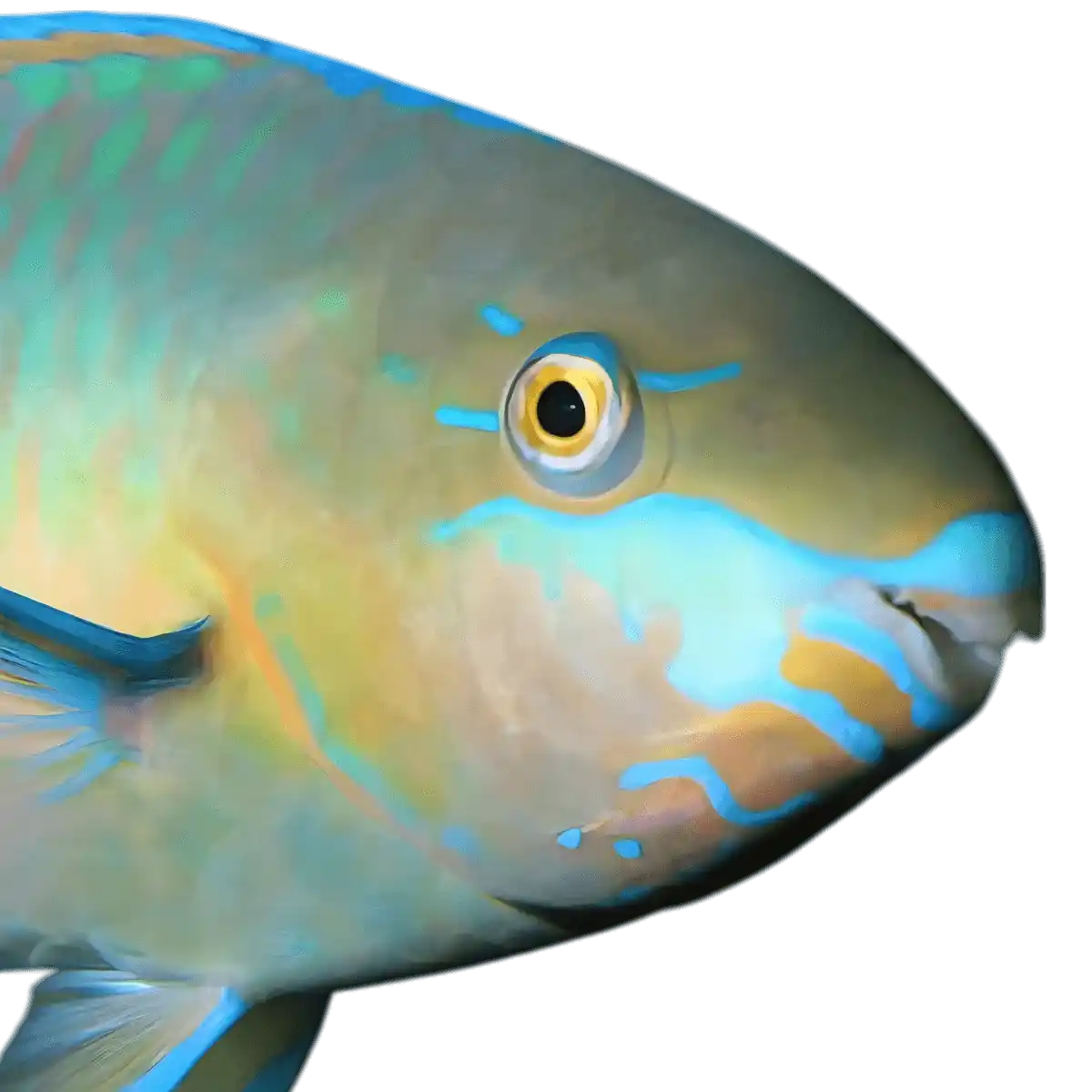 Gros plan sur la tête du poisson perroquet frais, montrant ses couleurs vives et texture délicate, parfait pour plats de fruits de mer.