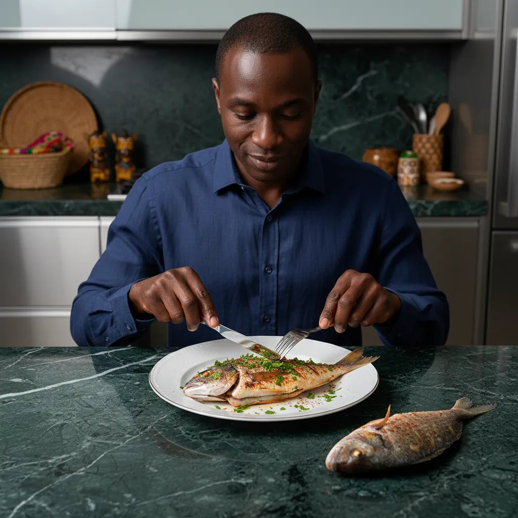 Dégustation du Sompatte - Poisson Surgelé grillé, servi avec herbes fraîches. Saveur exquise et fraîcheur garantie au repas.