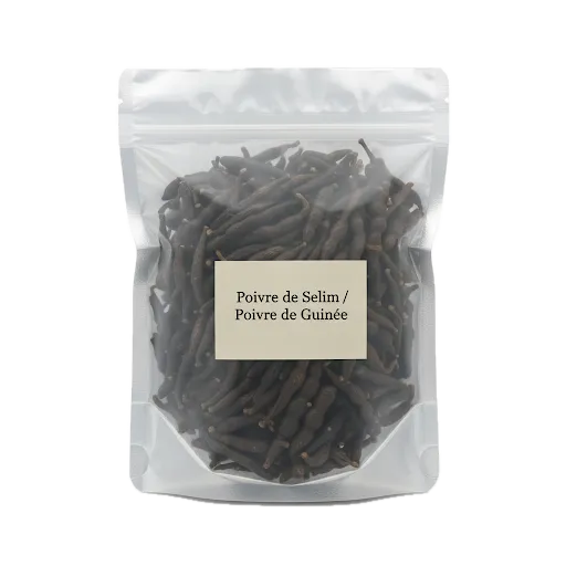 Poivre Selim Africain - Poivre de Guinée en sachet refermable, épice entière pour cuisine africaine, saveur citronnée unique.
