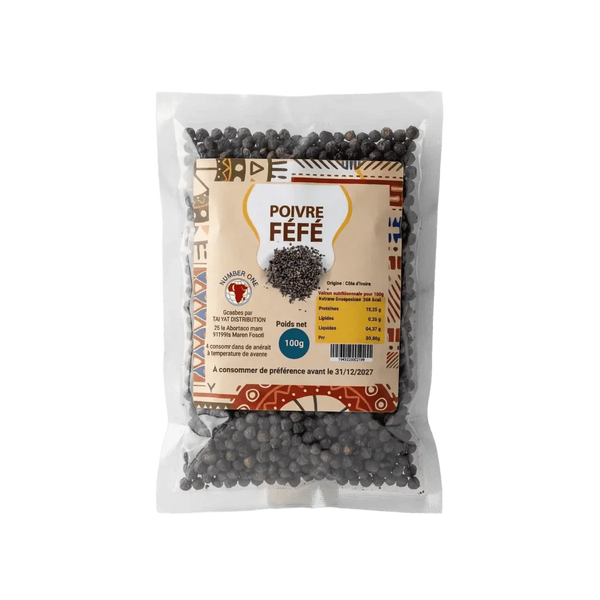 Packet of Fefe NUMBER ONE pepper, 100g. Seasoning, gourmet grocery product.