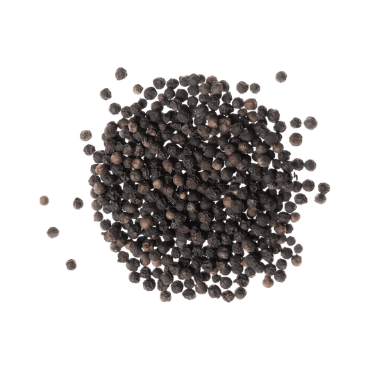 Grains de poivre noir entier SAMIA étalés, parfaits pour relever viandes, sauces et légumes, produit d'épicerie salée sur NKOSI.